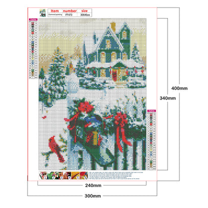 Christmas Snow Scene - Full Square Drill Diamond Painting 30*40CM