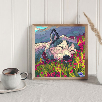 Flower Wolf - Full Round Drill Diamond Painting 40*40CM