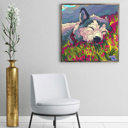 Flower Wolf - Full Round Drill Diamond Painting 40*40CM