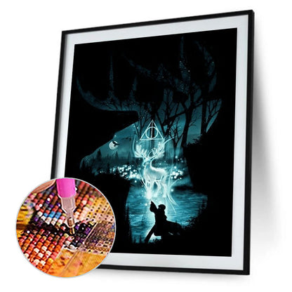 Harry Potter Silhouette - Full Round Drill Diamond Painting 30*40CM