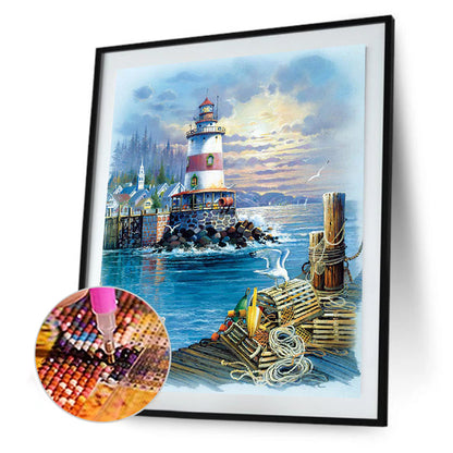 Lighthouse Seaside - Full Round Drill Diamond Painting 40*50CM