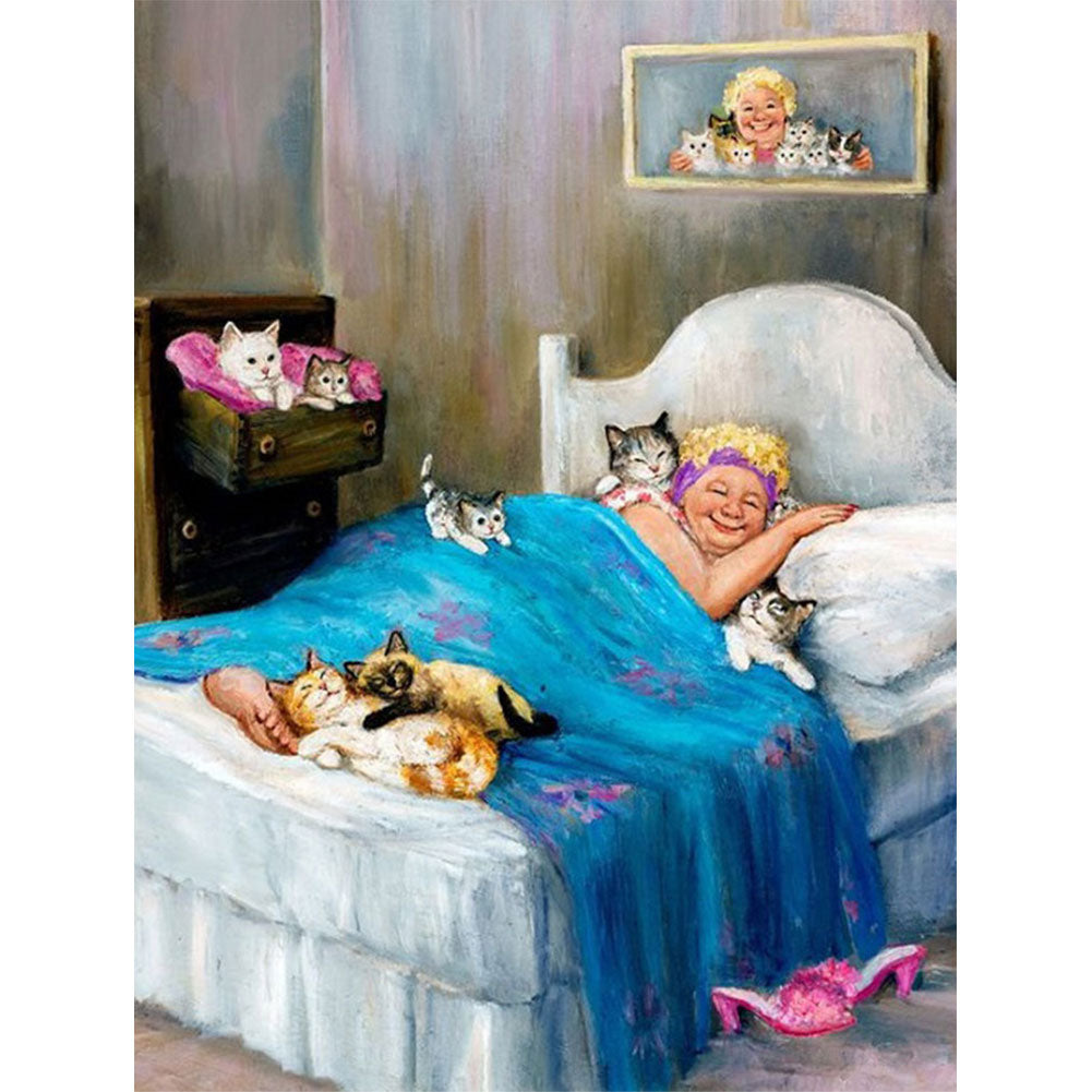 Sleeping Granny - Full Round Drill Diamond Painting 30*40CM