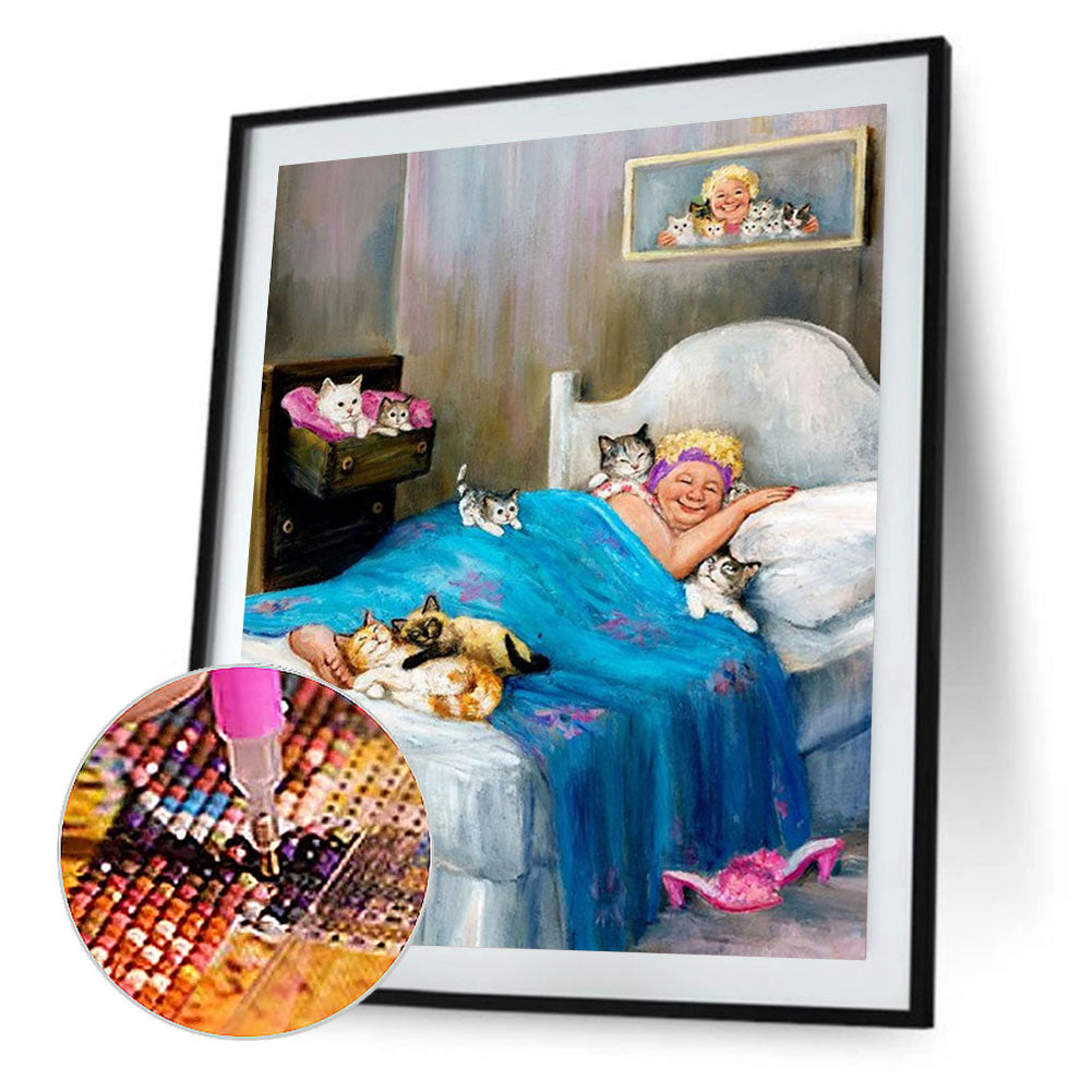 Sleeping Granny - Full Round Drill Diamond Painting 30*40CM