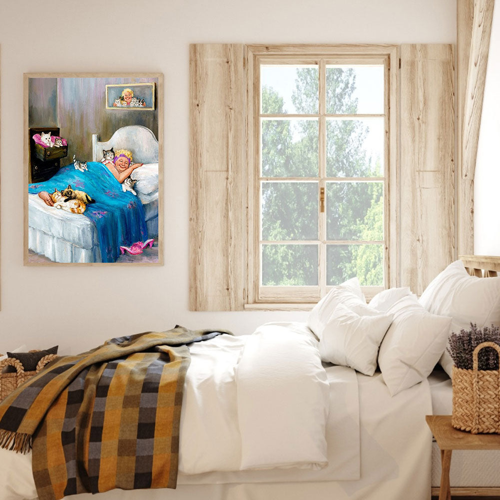 Sleeping Granny - Full Round Drill Diamond Painting 30*40CM