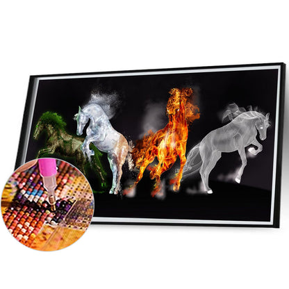 Four Horses - Full Round Drill Diamond Painting 80*40CM