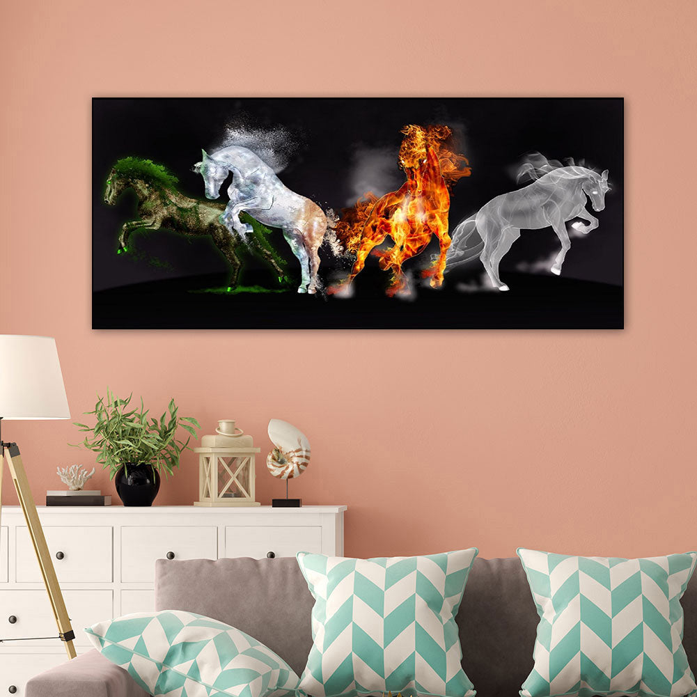 Four Horses - Full Round Drill Diamond Painting 80*40CM