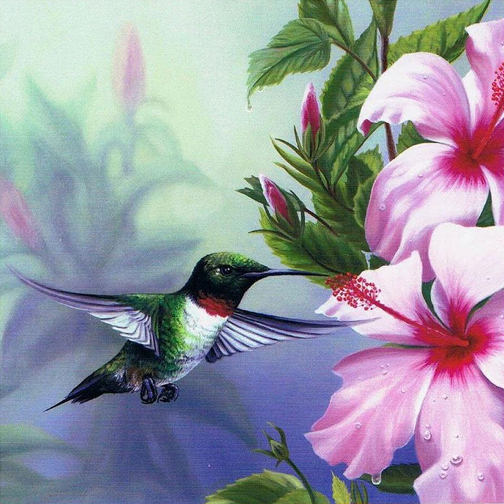 Bird Holding Flower - Full Round Drill Diamond Painting 40*40CM