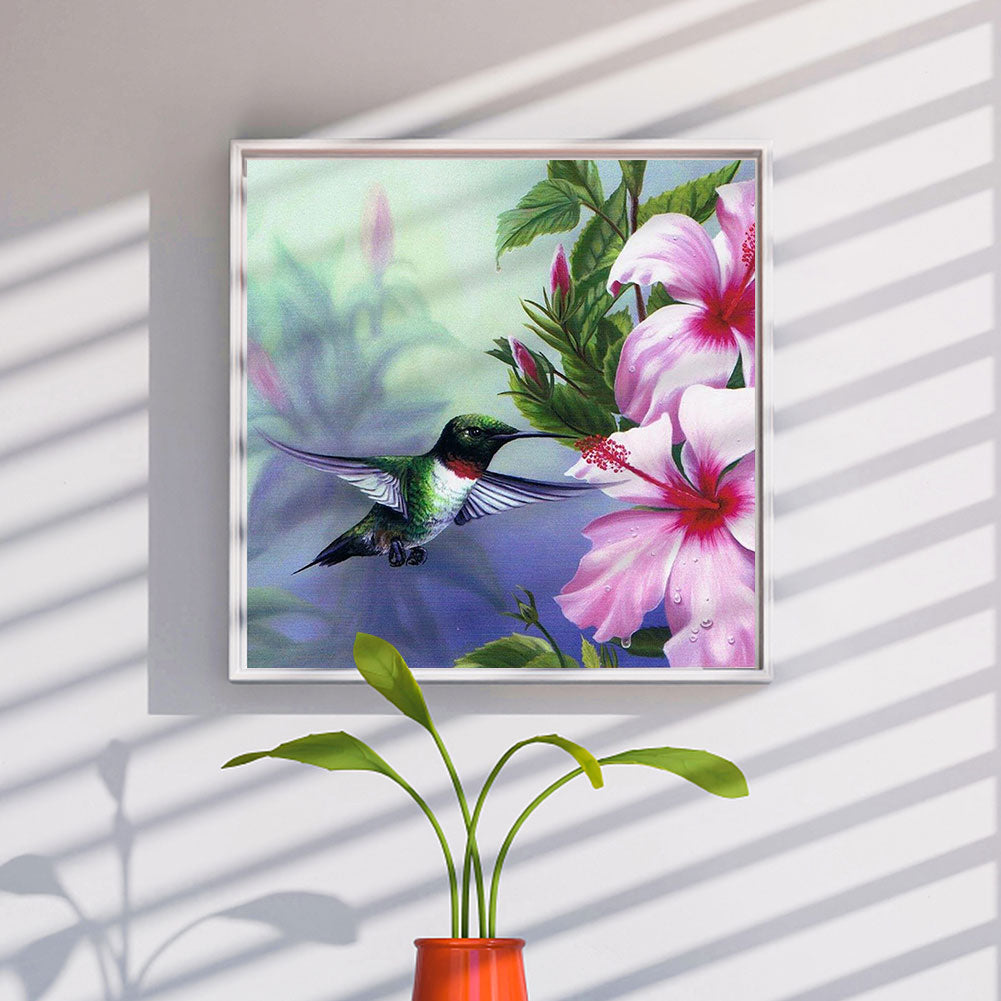 Bird Holding Flower - Full Round Drill Diamond Painting 40*40CM