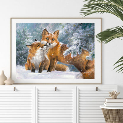 Snow Fox - Full Round Drill Diamond Painting 40*30CM