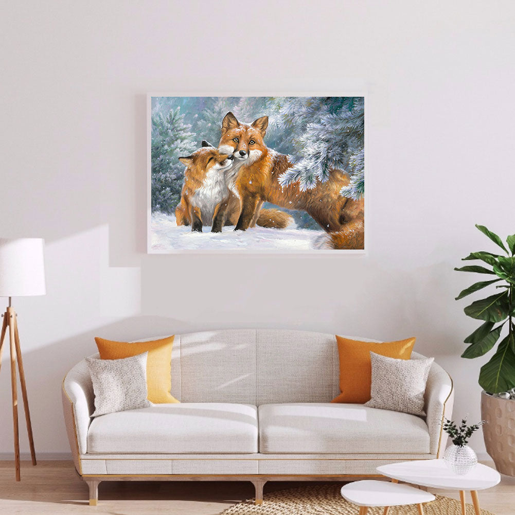 Snow Fox - Full Round Drill Diamond Painting 40*30CM