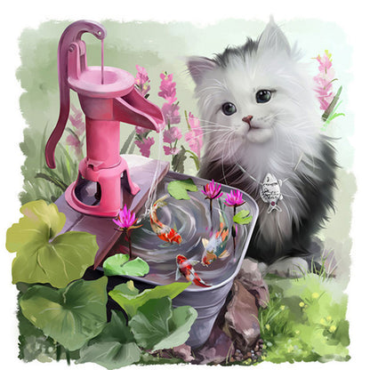 Kitten - Full Round Drill Diamond Painting 30*30CM