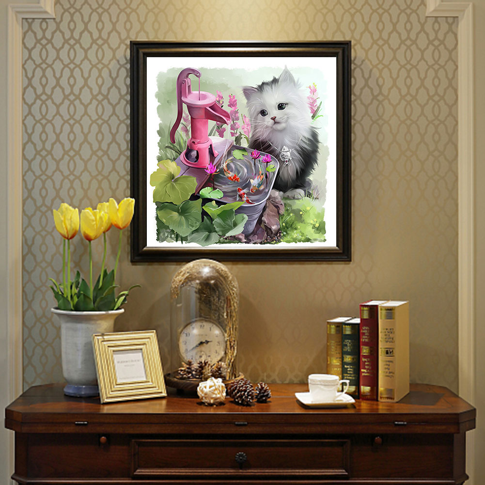 Kitten - Full Round Drill Diamond Painting 30*30CM