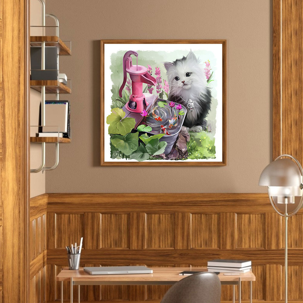Kitten - Full Round Drill Diamond Painting 30*30CM