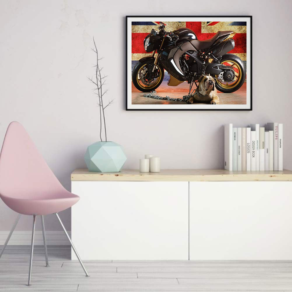 Mzi Flag Motorcycle - Full Round Drill Diamond Painting 40*30CM
