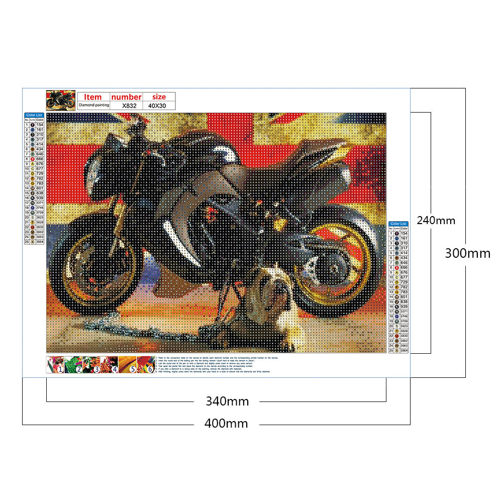 Mzi Flag Motorcycle - Full Round Drill Diamond Painting 40*30CM
