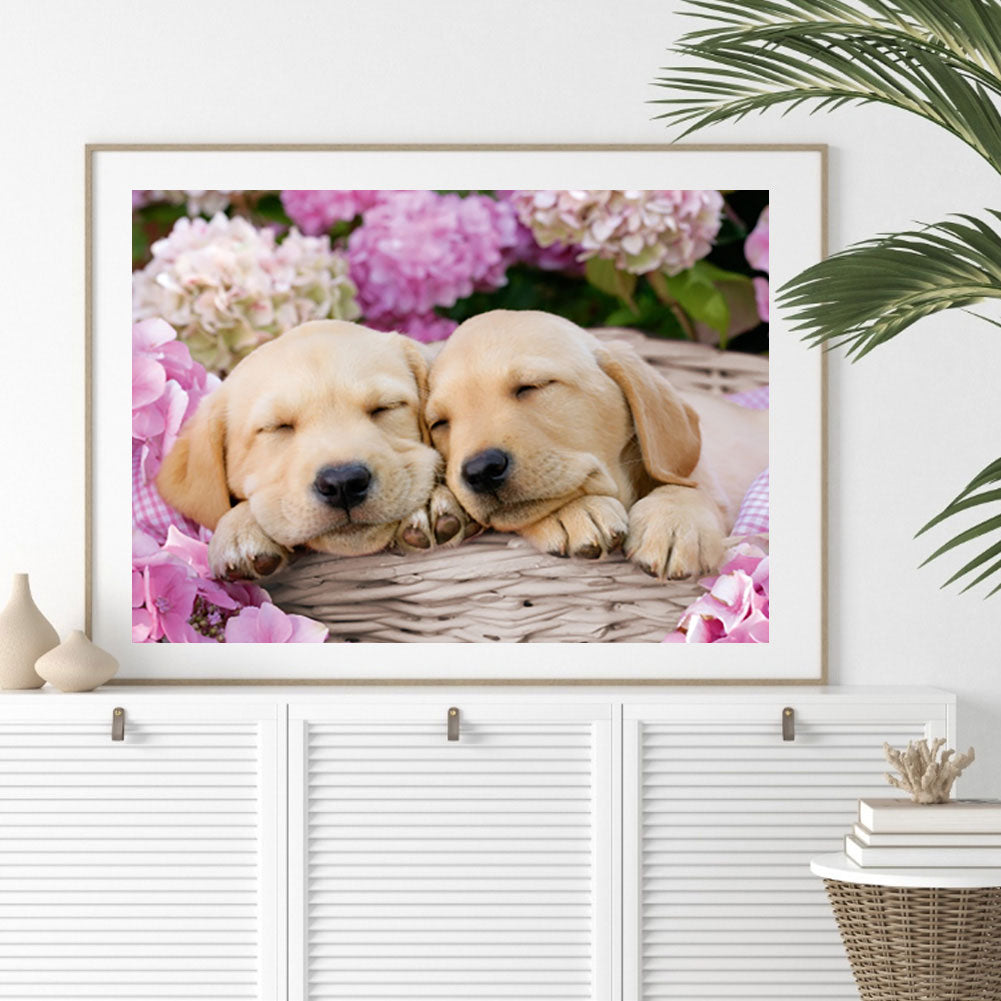 Puppy - Full Round Drill Diamond Painting 40*30CM