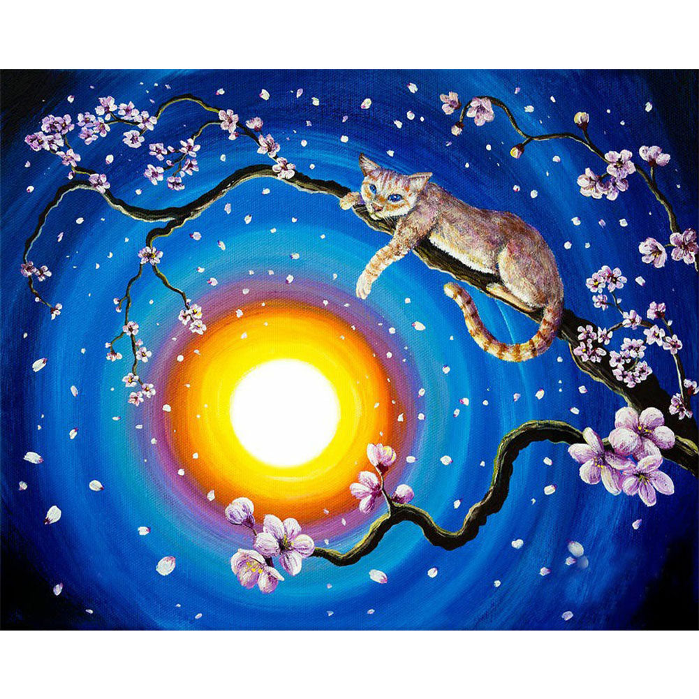 Moon Cat - Full Round Drill Diamond Painting 40*30CM