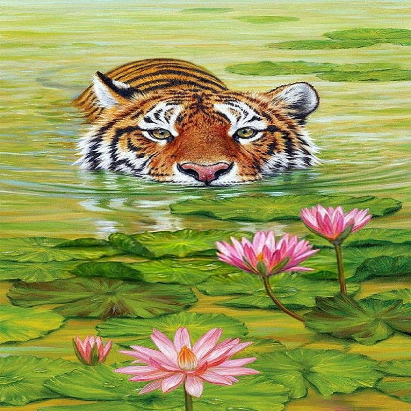 Tiger - Full Round Drill Diamond Painting 30*40CM