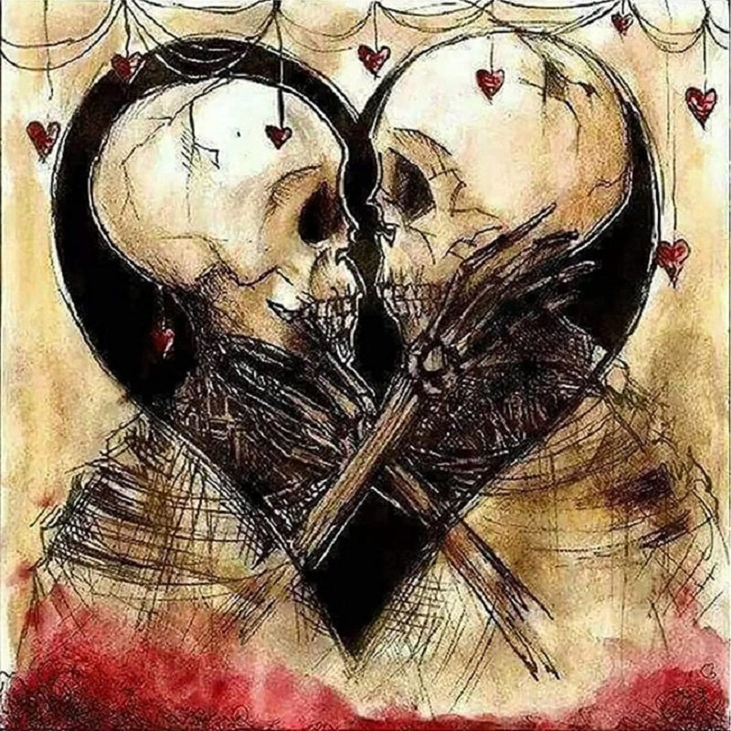 Skull Heart - Full Round Drill Diamond Painting 30*30CM