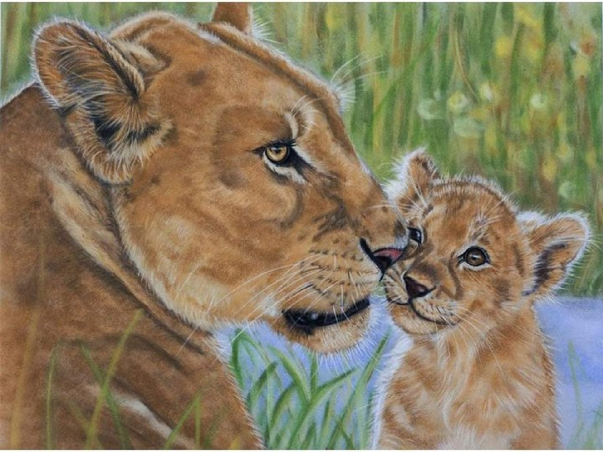 Parent-Child Tiger - Full Round Drill Diamond Painting 40*30CM