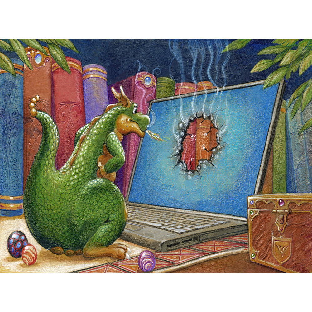 Small Fire Dragon - Full Square Drill Diamond Painting 50*30CM