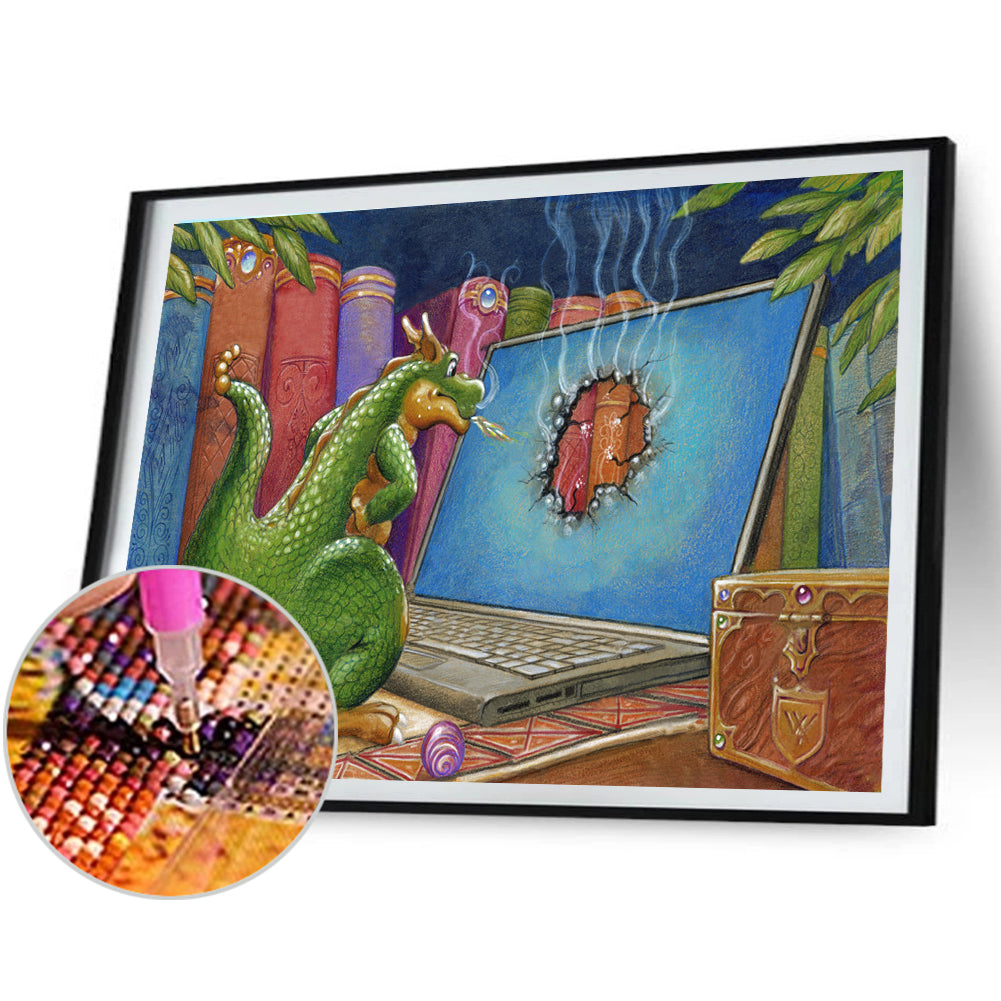 Small Fire Dragon - Full Square Drill Diamond Painting 50*30CM