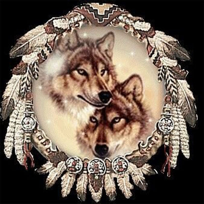 Dream Catcher Wolf - Full Round Drill Diamond Painting 30*30CM