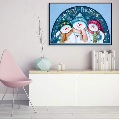 Cute Snowman - Full Round Drill Diamond Painting 50*30CM