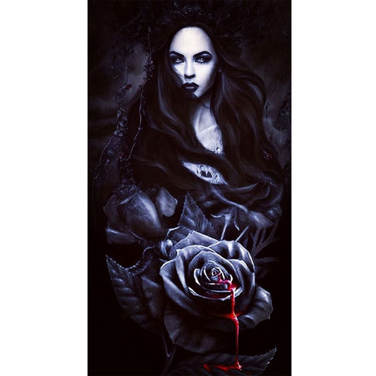 Dark Rose Girl - Full Round Drill Diamond Painting 40*80CM