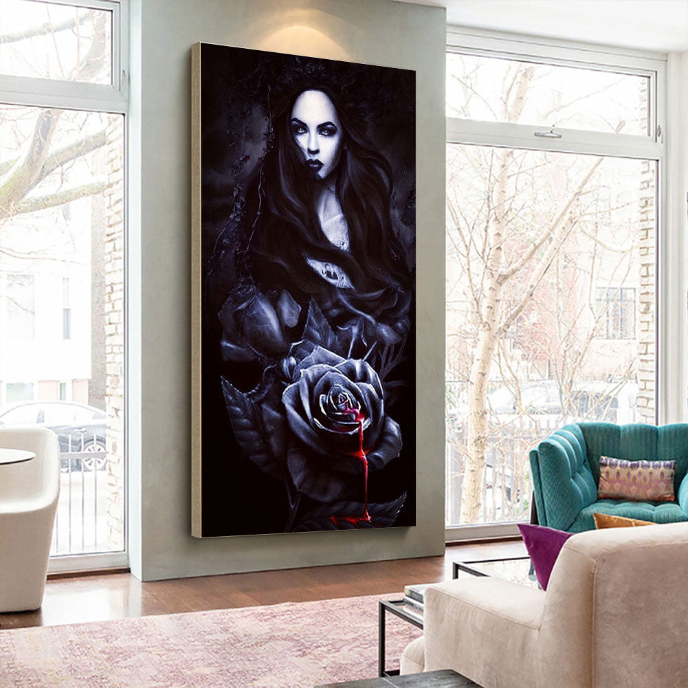 Dark Rose Girl - Full Round Drill Diamond Painting 40*80CM