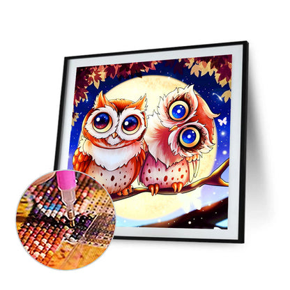 Big Eyed Owl - Full Round Drill Diamond Painting 30*30CM