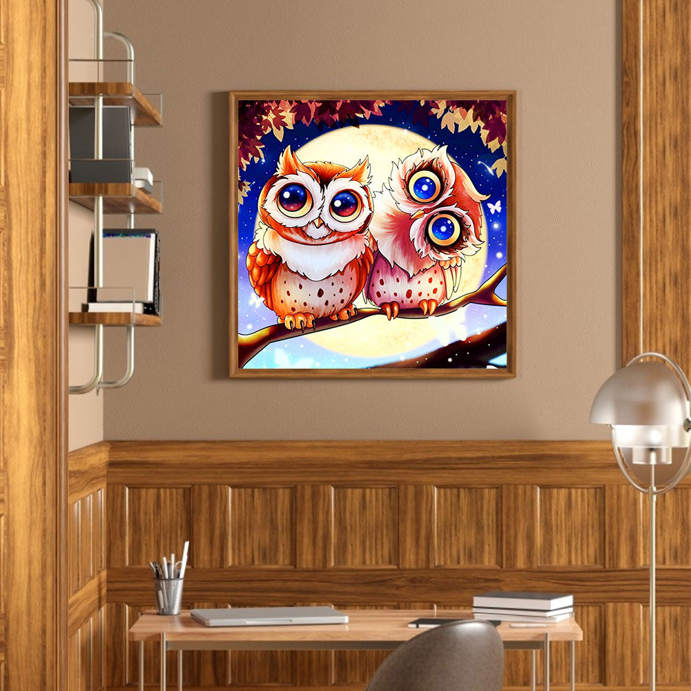 Big Eyed Owl - Full Round Drill Diamond Painting 30*30CM