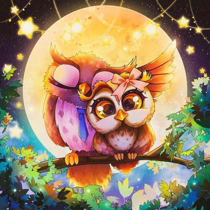 Big Eyed Owl - Full Round Drill Diamond Painting 30*30CM