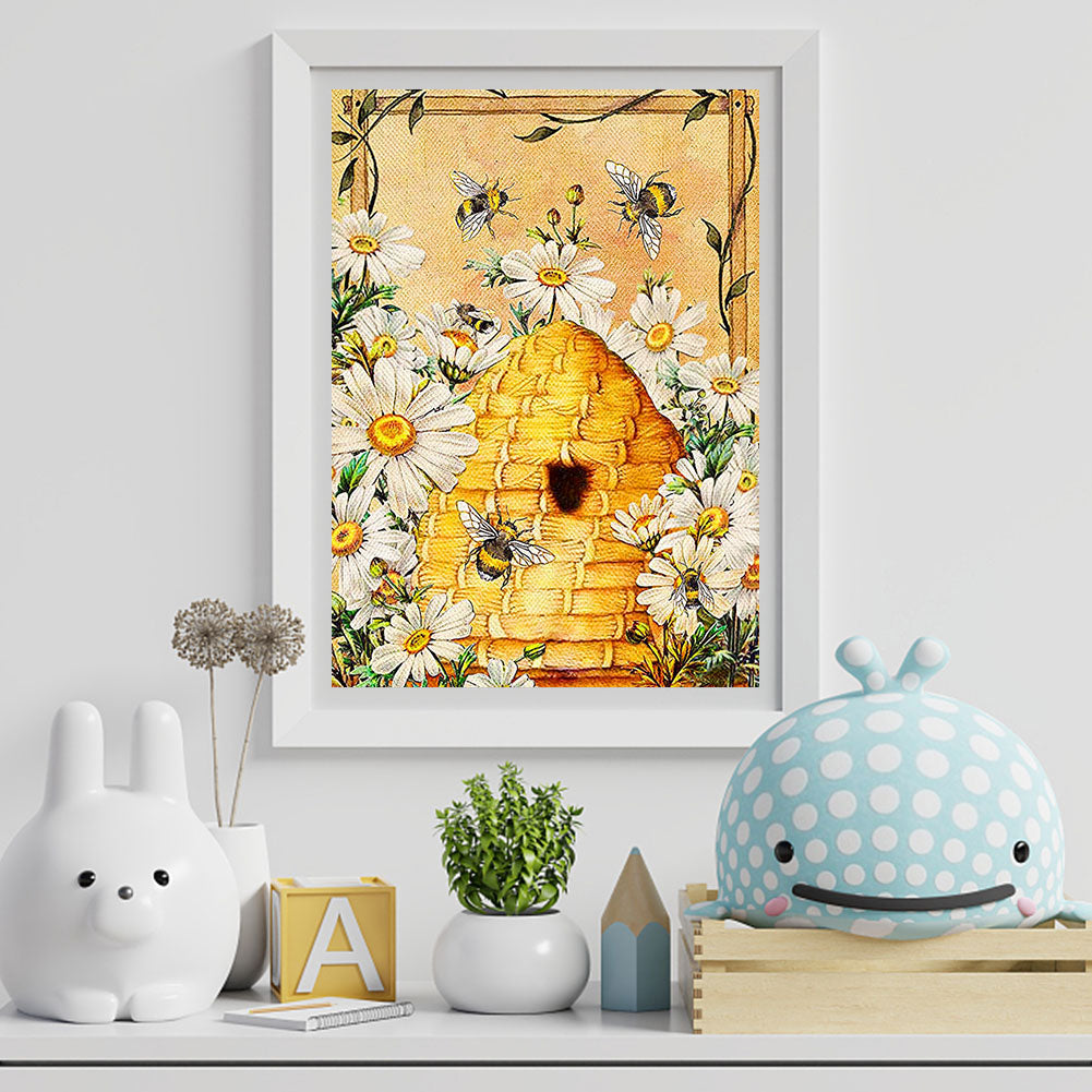 Hardworking Bees Harvest - Full Round Drill Diamond Painting 30*40CM