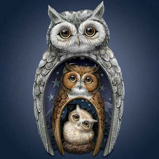 Owl Family - Full Square Drill Diamond Painting 40*40CM