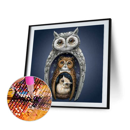 Owl Family - Full Square Drill Diamond Painting 40*40CM