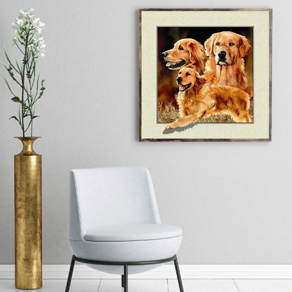 Dog Stepping Out Of Frame - Full Round Drill Diamond Painting 30*30CM