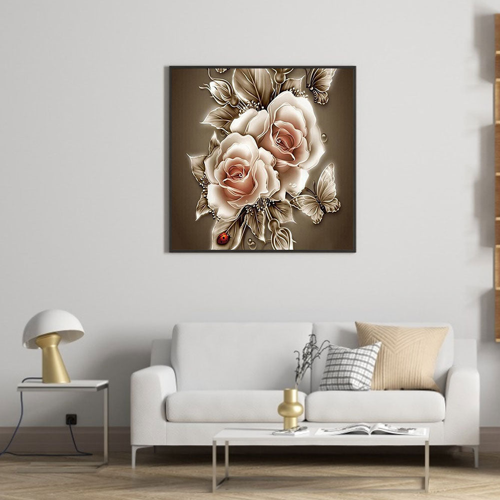 Rose Flower - Full Round Drill Diamond Painting 50*50CM