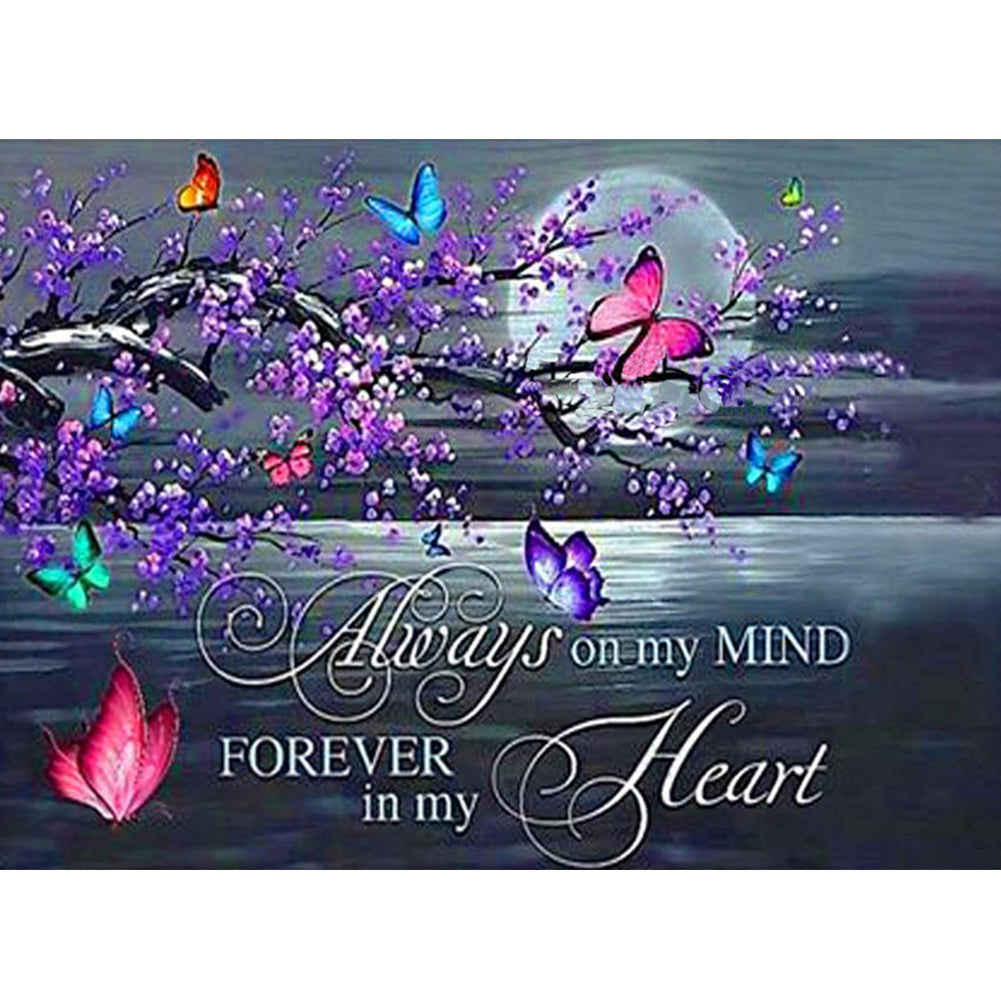 English Calligraphy And Painting Of Flowers And Butterflies - Full Square Drill Diamond Painting 40*30CM