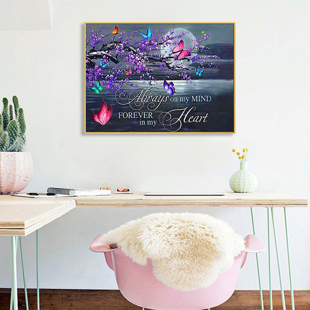 English Calligraphy And Painting Of Flowers And Butterflies - Full Square Drill Diamond Painting 40*30CM