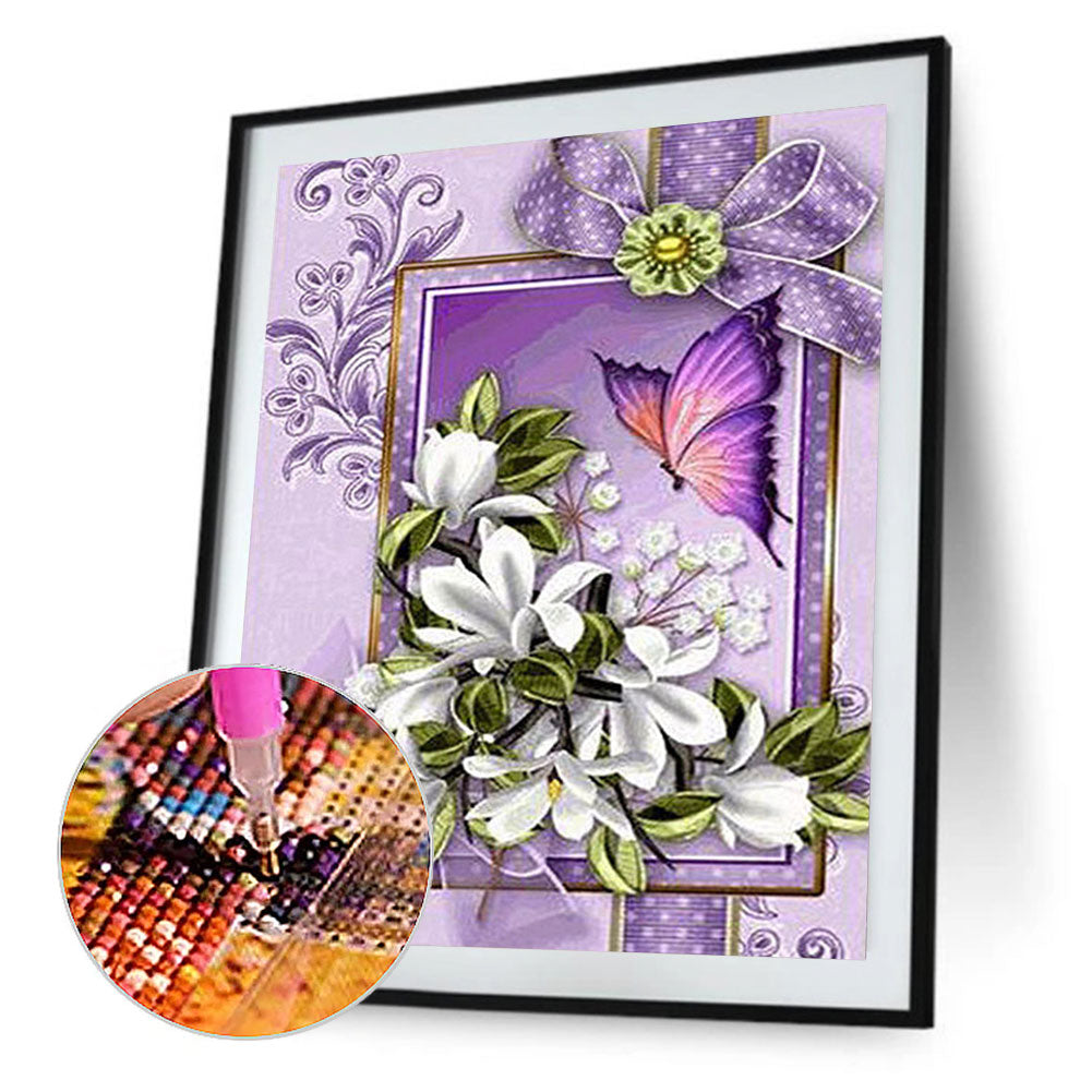 Purple Pansies - Full Round Drill Diamond Painting 30*40CM