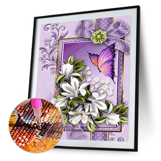 Purple Pansies - Full Round Drill Diamond Painting 30*40CM