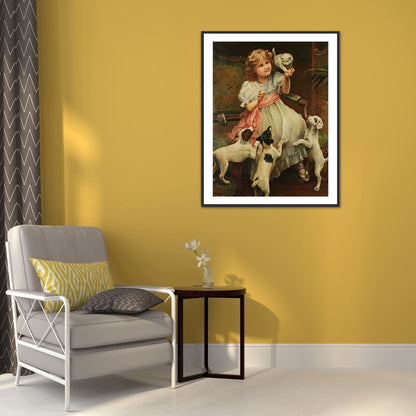 Little Girl And Puppy - Full Round Drill Diamond Painting 30*40CM