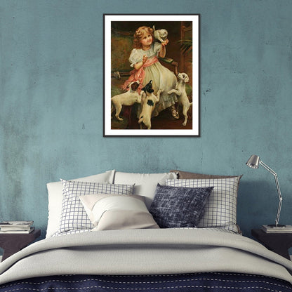 Little Girl And Puppy - Full Round Drill Diamond Painting 30*40CM