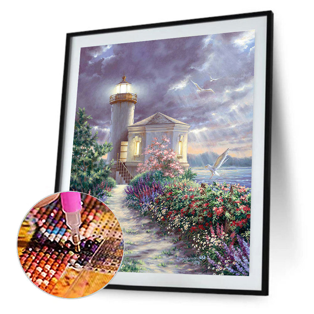 Seaside Lighthouse - Full Round Drill Diamond Painting 50*60CM