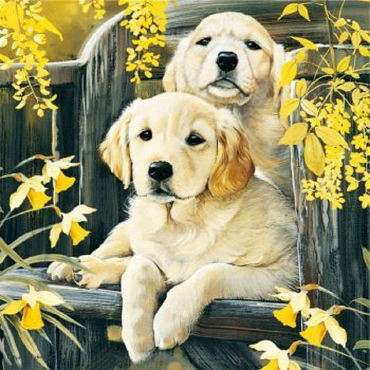 Garden Golden Retriever - Full Round Drill Diamond Painting 40*40CM