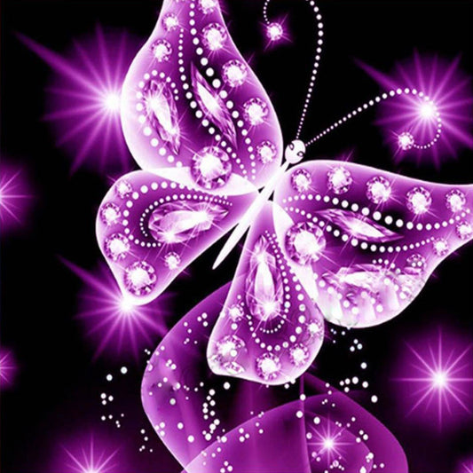 Purple Butterfly - Full Square Drill Diamond Painting 40*40CM