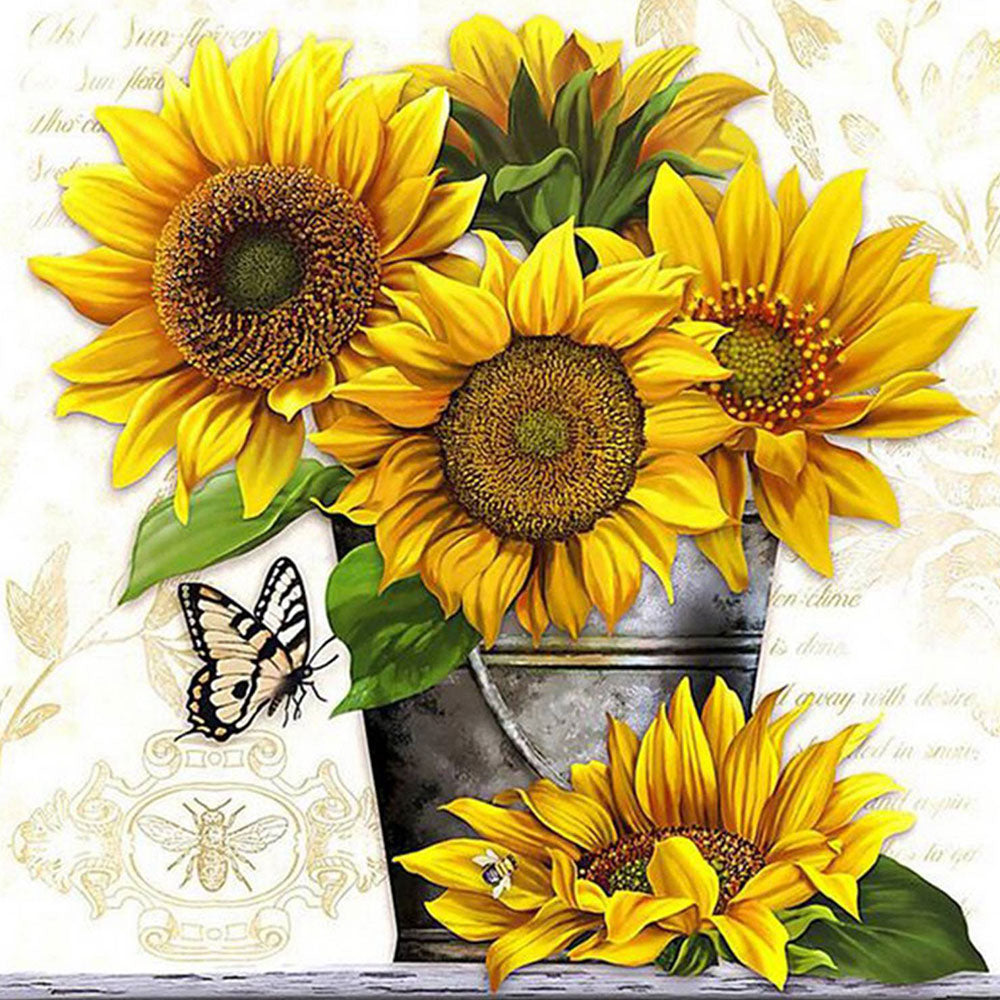 Sunflower Bouquet - Full Round Drill Diamond Painting 30*30CM