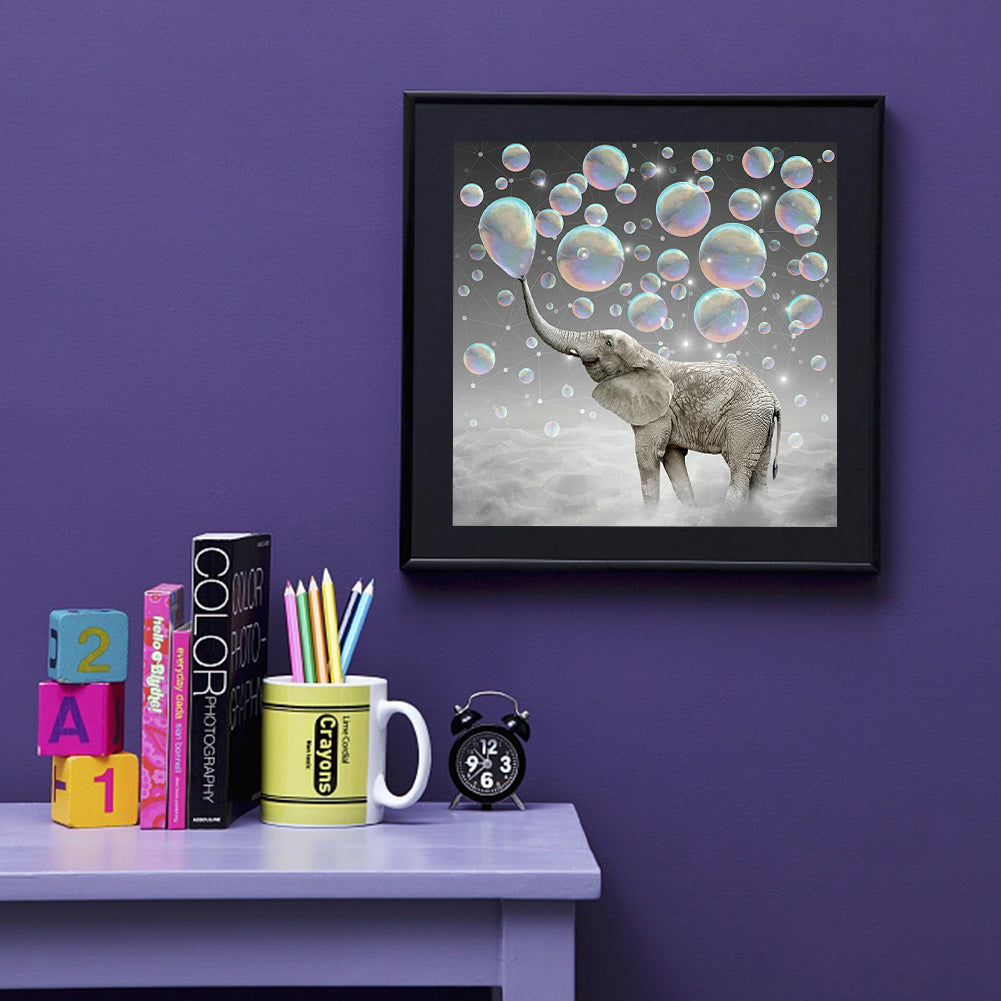 Rainbow Bubble Elephant - Full Round Drill Diamond Painting 40*40CM