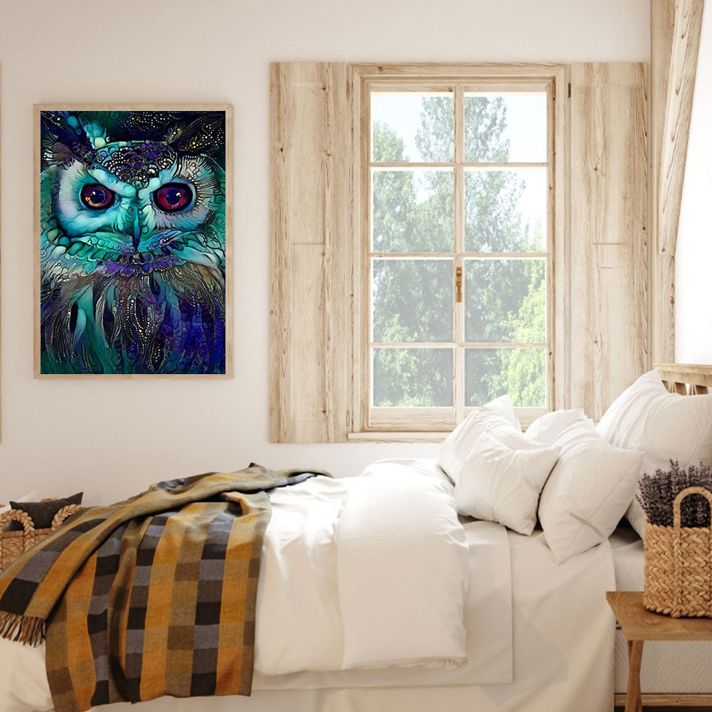 Blue Owl - Full Square Drill Diamond Painting 30*40CM